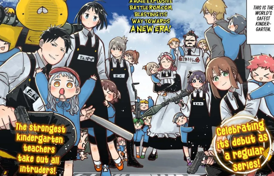 kindergarten wars, an action and romance packed manga like dandadan.