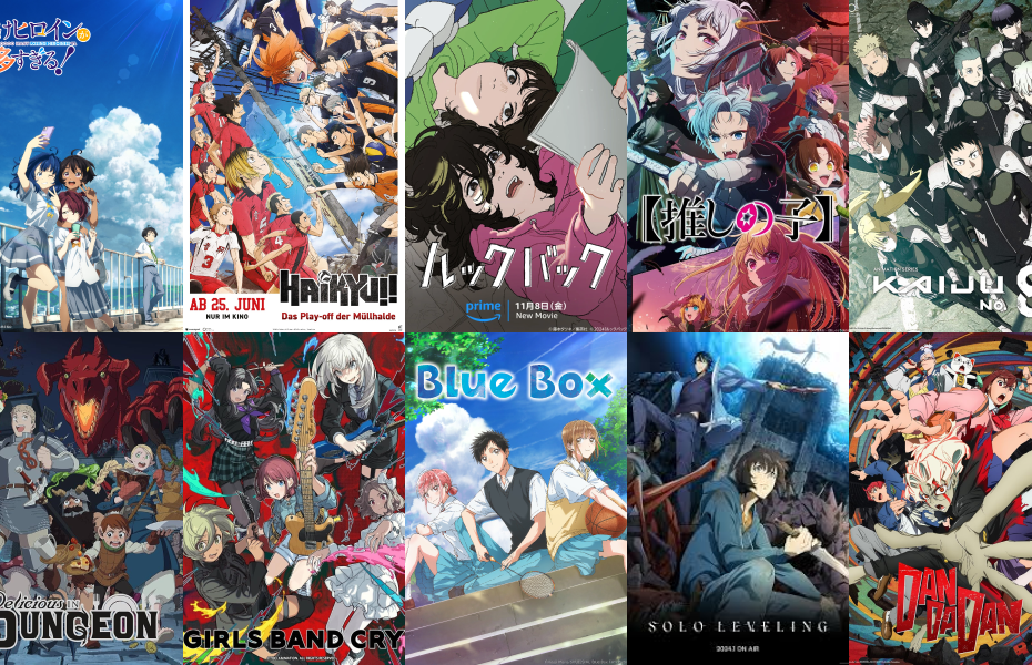 best anime of 2024, 2024 best anime, makeine, haikyuu, look back, oshi no ko season 2, kaiju no8, dungeon meshi, delicious in dungeon, girls band cry, blue box, solo leveling, dandadan