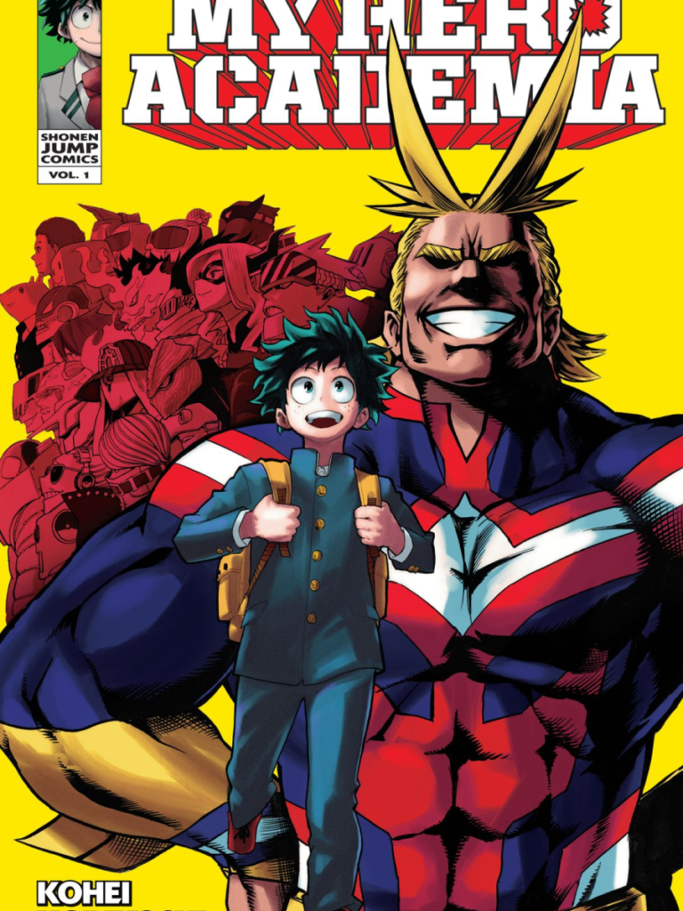 new my hero academia manga chapter, my hero academia first volume, deku, Class 1A, all might