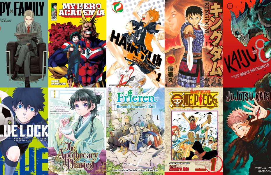 best selling manga 2024, spy x family, my hero academia, haikyu, kingdom, kaiju no 8 , blue lock, the apothecary diaries, frieren, one piece, jujutsu kaisen, shueisha weekly jump