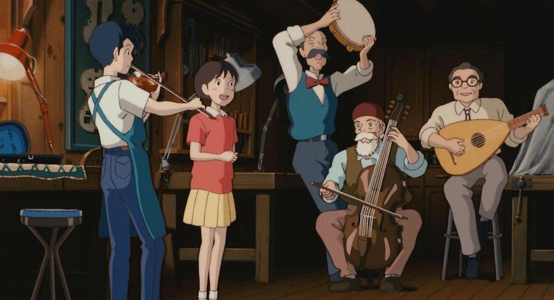 Whisper of the Heart 4K digital remaster scene featuring Shizuku and antique shop instruments