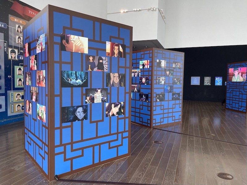 The Apothecary Diaries anime exhibition display columns at Tokyo City View Roppongi Hills